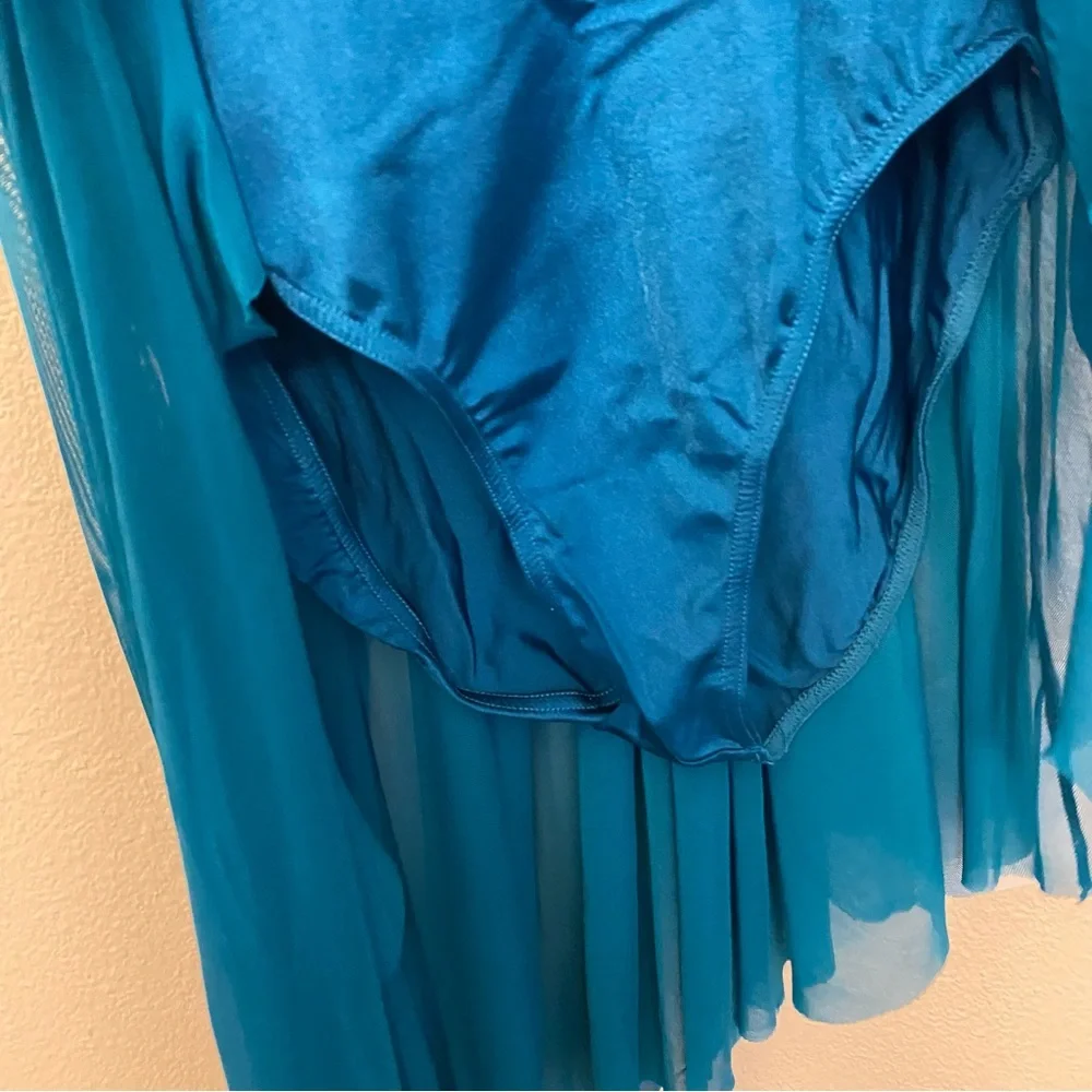 WEISSMAN Dance Costume dress lyrical teal aqua blue 10,000 MILES 13171 SA adult